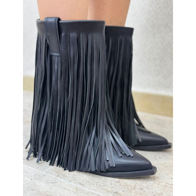Bota flecos negra 