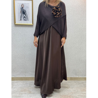 Vestido satén capa punto