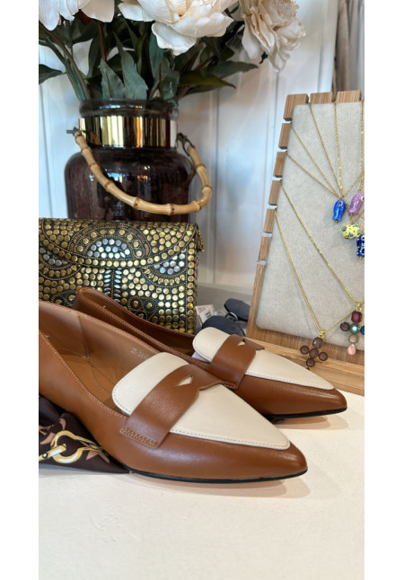 mocasin bicolor biege-