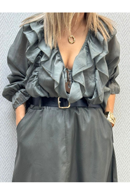 Camisa chorreras tencel