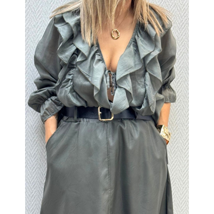 Camisa chorreras tencel