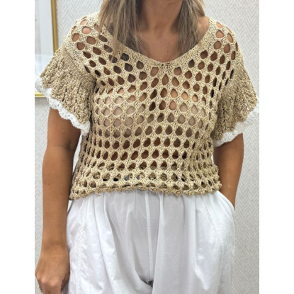 jersey lurex red filo blanco