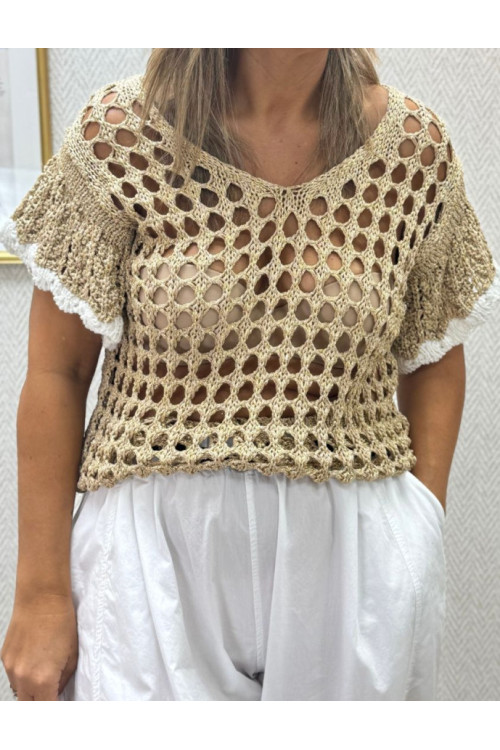 jersey lurex red filo blanco