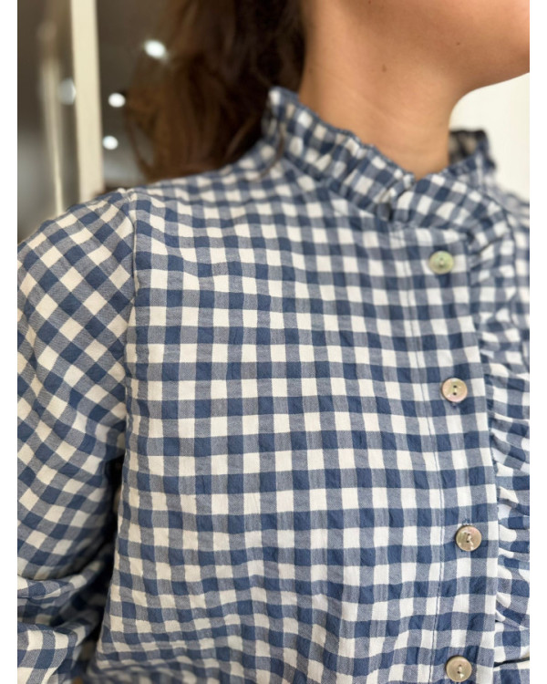 camisa vichy filo volante-