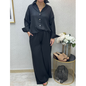 conj lino camisero negro-