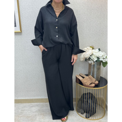conj lino camisero negro-