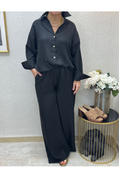 conj lino camisero negro-