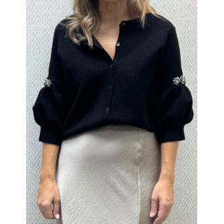 Rebeca manga brillo botones