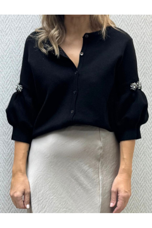 Rebeca manga brillo botones