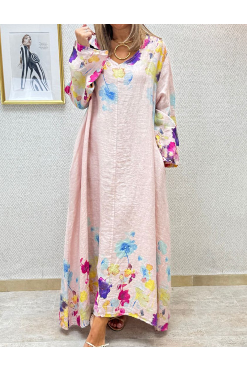 Vestido lino flores