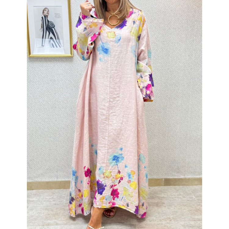 Vestido lino flores