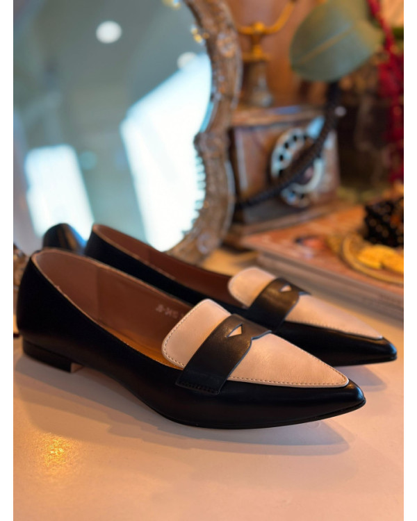 mocasines bicolor negro-