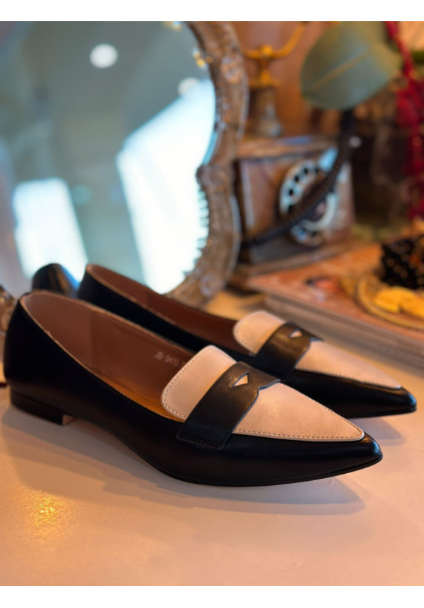 mocasines bicolor negro-