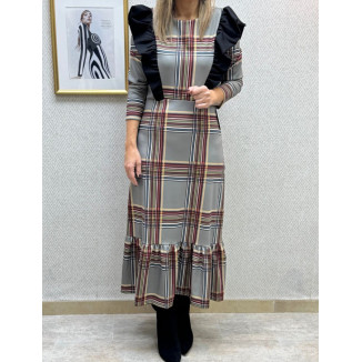 Vestido cuadros gris