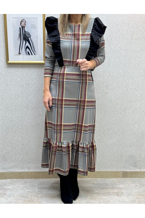 Vestido cuadros gris