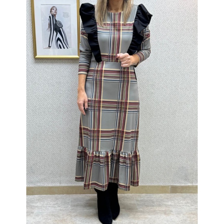 Vestido cuadros gris