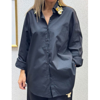 Camisa cuello flor gold