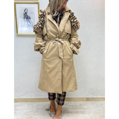 Gabardina volantes camel