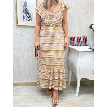 Vestido hilos caqui