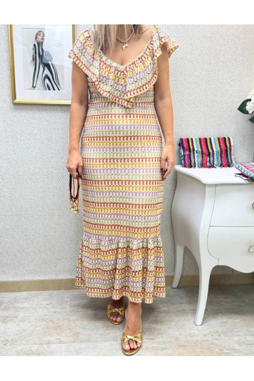Vestido hilos caqui
