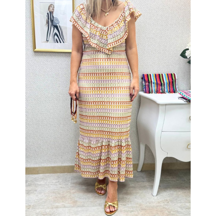 Vestido hilos caqui