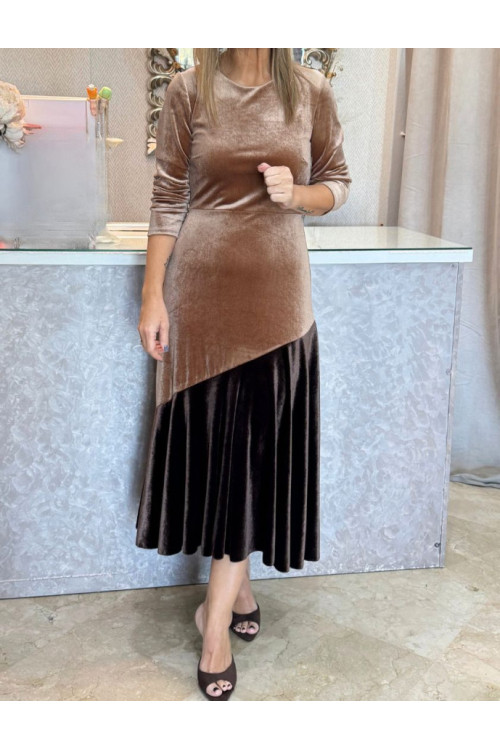 Vestido terciopelo  bicolor