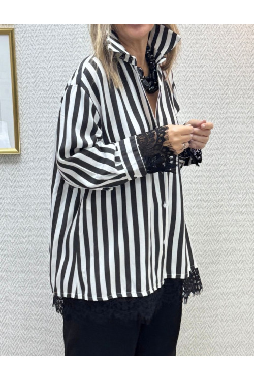 Camisa rayas encajes