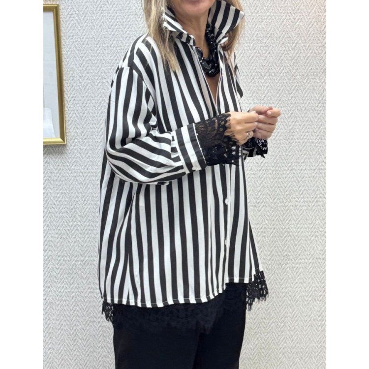Camisa rayas encajes