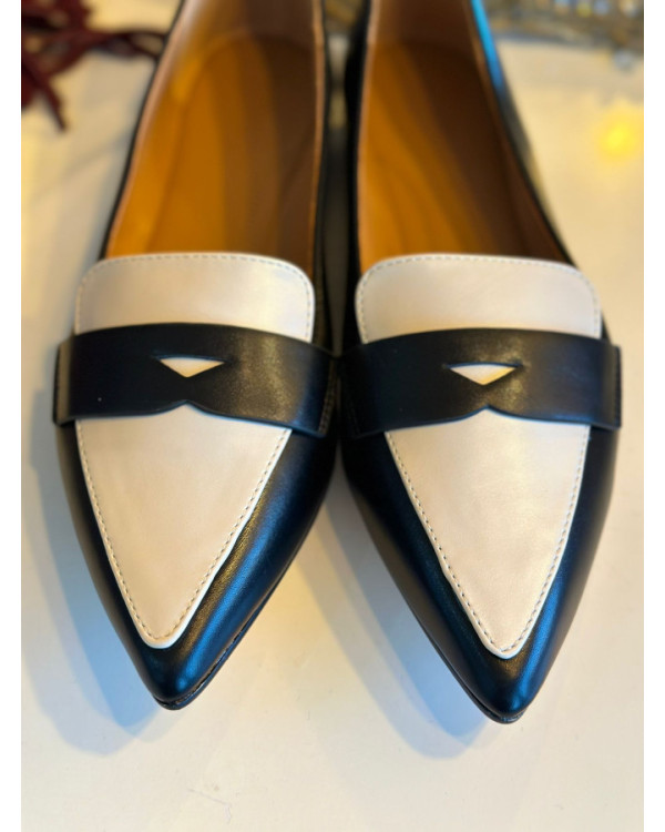 mocasines bicolor negro-