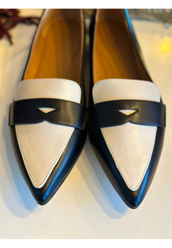 mocasines bicolor negro-
