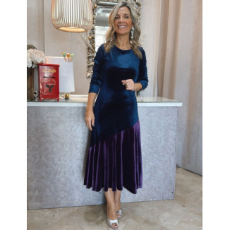 Vestido terciopelo  bicolor