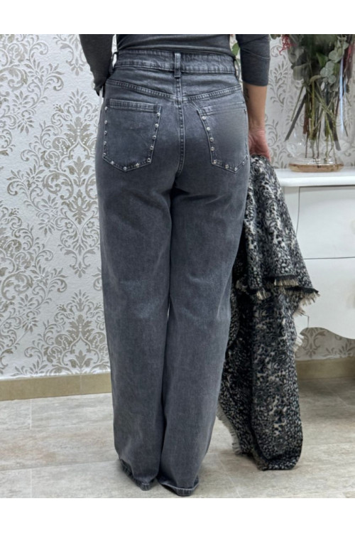 Vaquero tachas gris wideleg