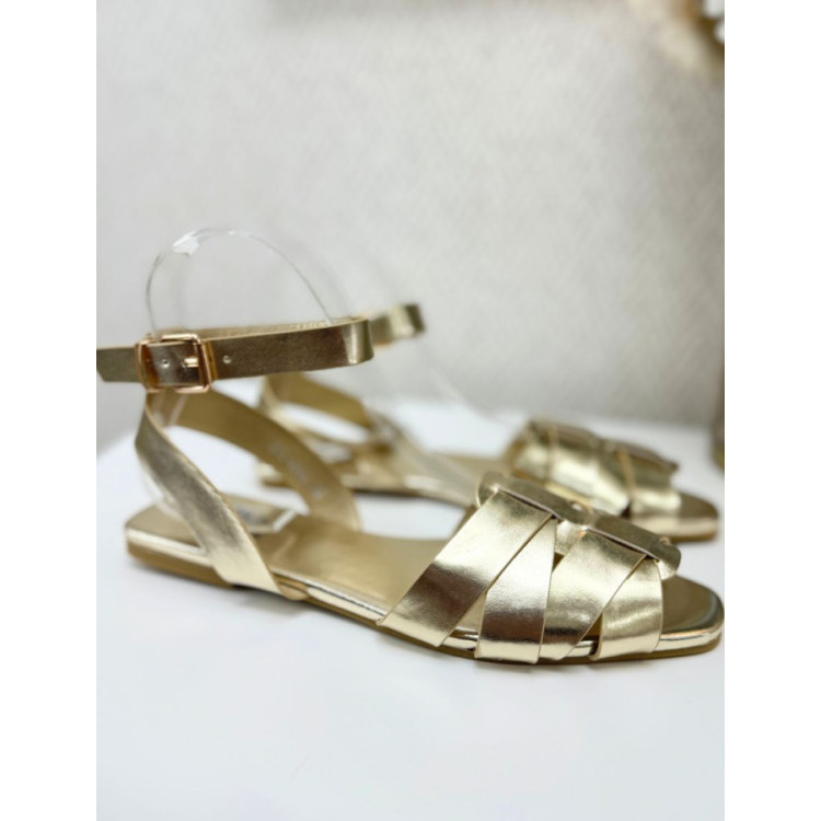 Sandalia cruzada dorada-