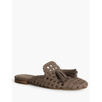 Mule calado borlón topo