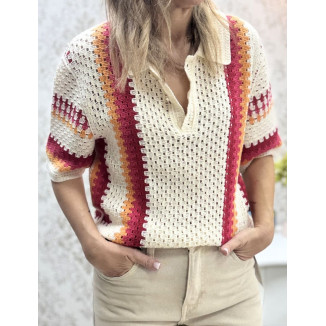 Camisa crochet beige colors