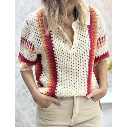 Camisa crochet beige colors