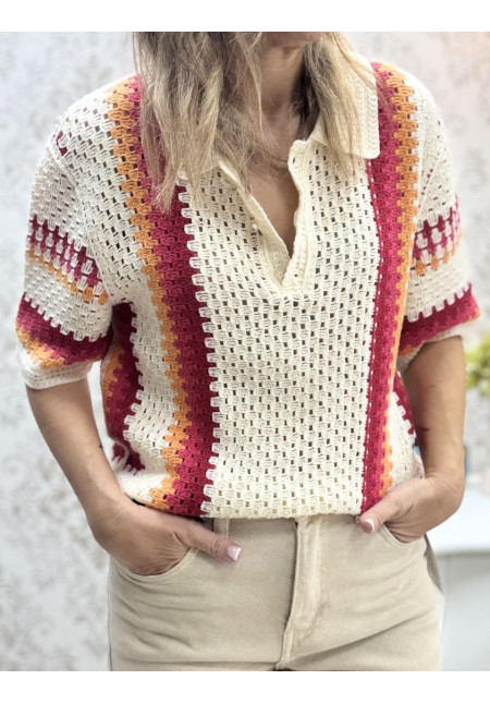 Camisa crochet beige colors