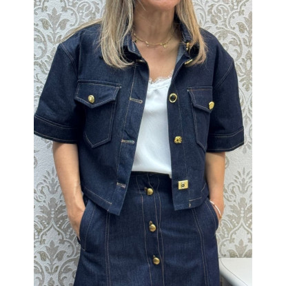 Chaqueta crop denim 