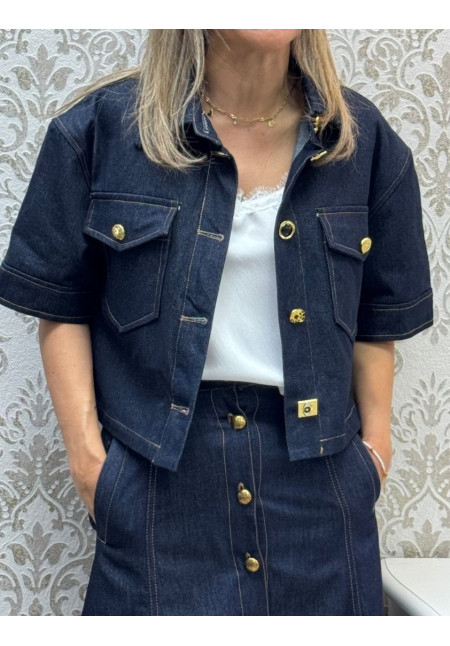 Chaqueta crop denim 