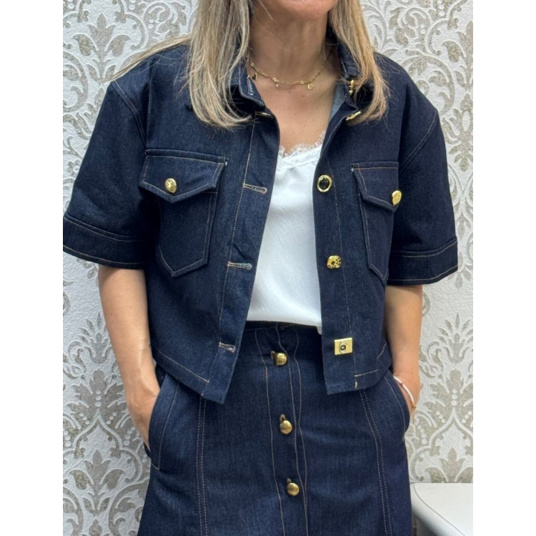 Chaqueta crop denim 