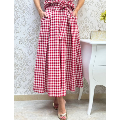Falda vichy cuenca roja