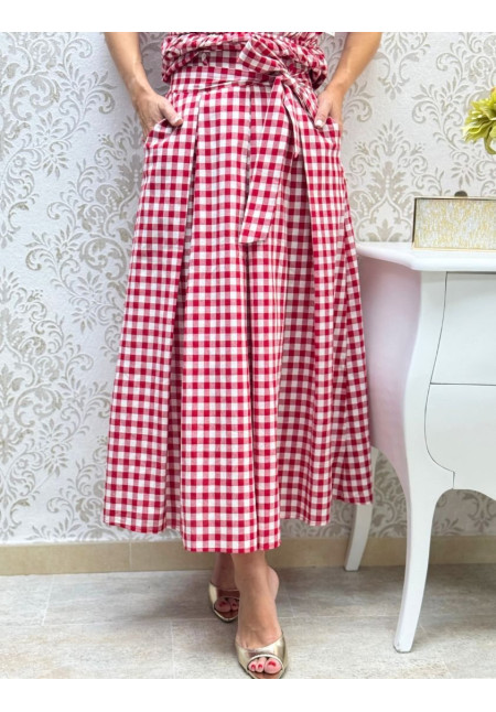 Falda vichy cuenca roja