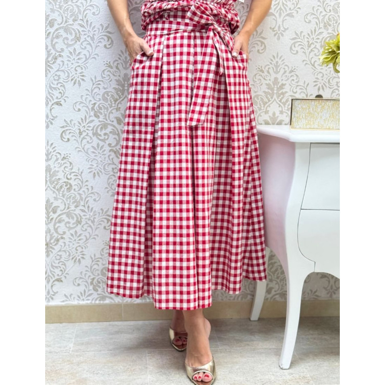 Falda vichy cuenca roja