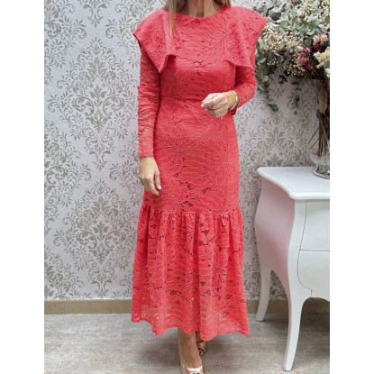 Vestido encaje mery coral