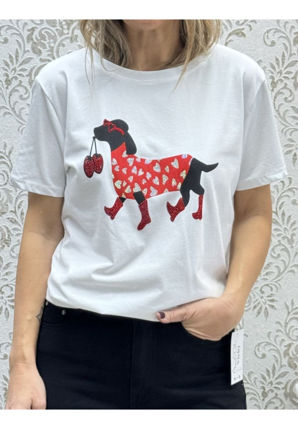 Camiseta perrito strass
