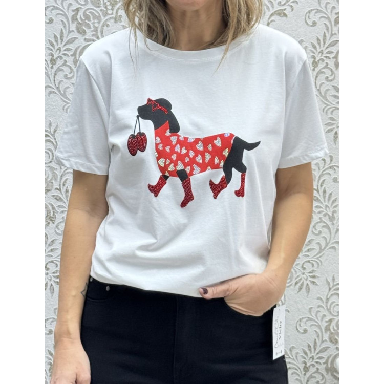 Camiseta perrito strass