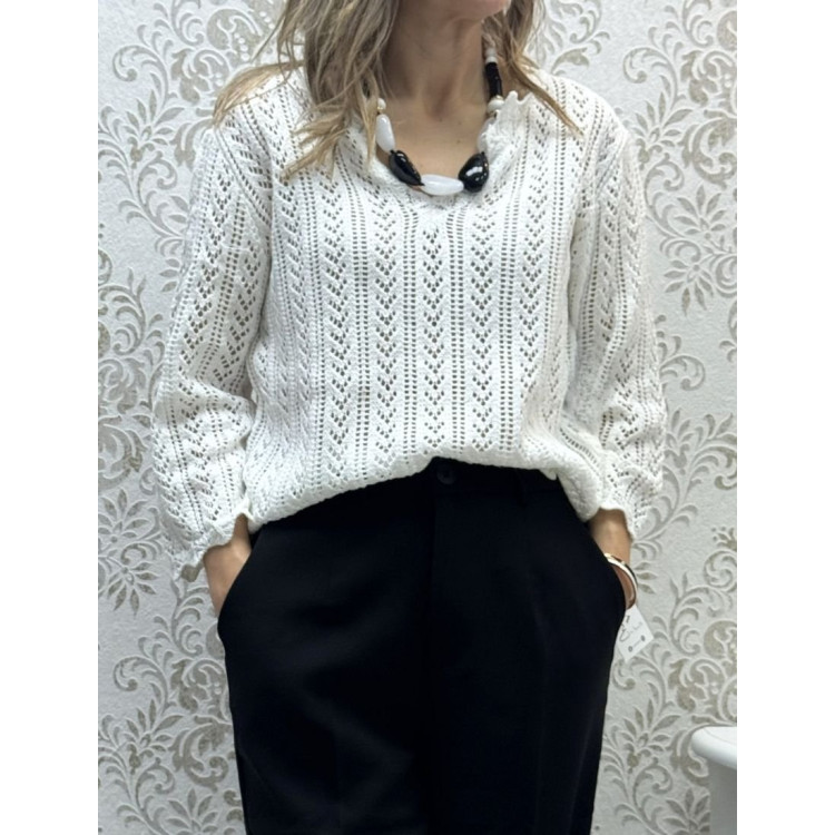 Jersey crochet blanco