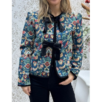 Chaqueta jacquart lazadas azul