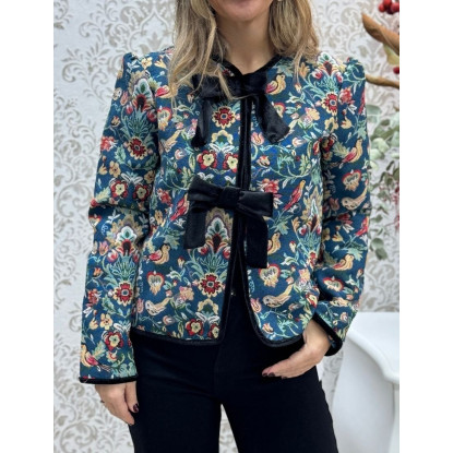 Chaqueta jacquart lazadas azul
