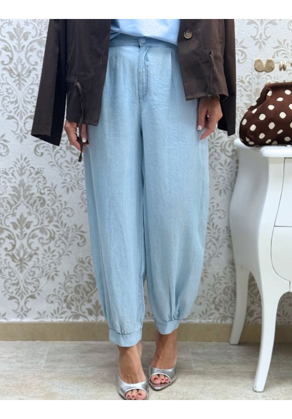 Pant denim fluido globo